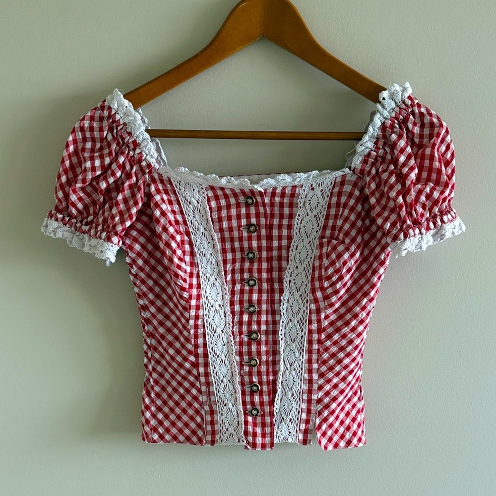 Gingham milkmaid dirndl / tratchtenbluse